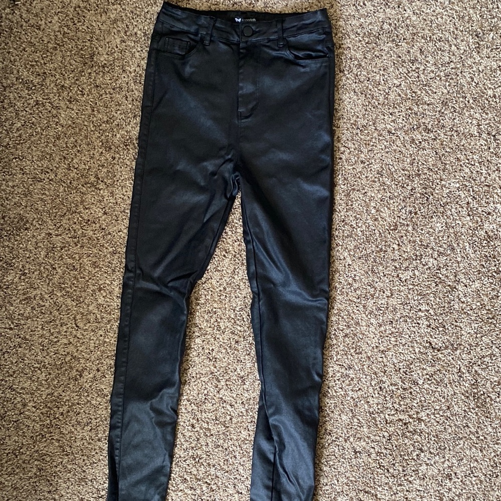 Shein, XS, Black Faux Leather Jeans